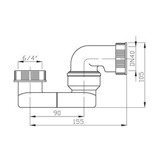 Sifon vanový 6/4" bez ventilu DN40