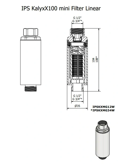 Sprchový filtr IPS KalyxX MINI 100 1/2"